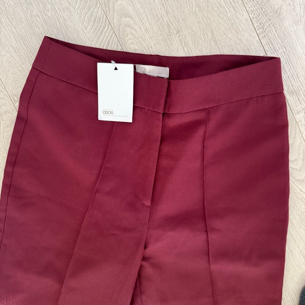 ASOS Burgundy Slim Ankle Pants US 6 Tailored Office Career NWT - Picture 2 of 4